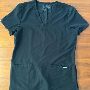 Figs Black Women's Two Pocket Scrub Shirt Top Small